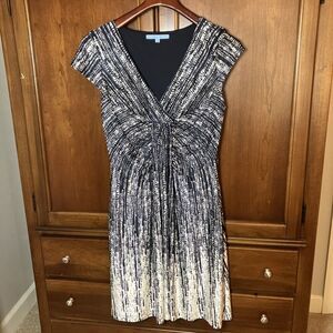 Antonio Melani Womens Knit Dress‎ White Navy Blue White Medium Ombre Stretch EUC